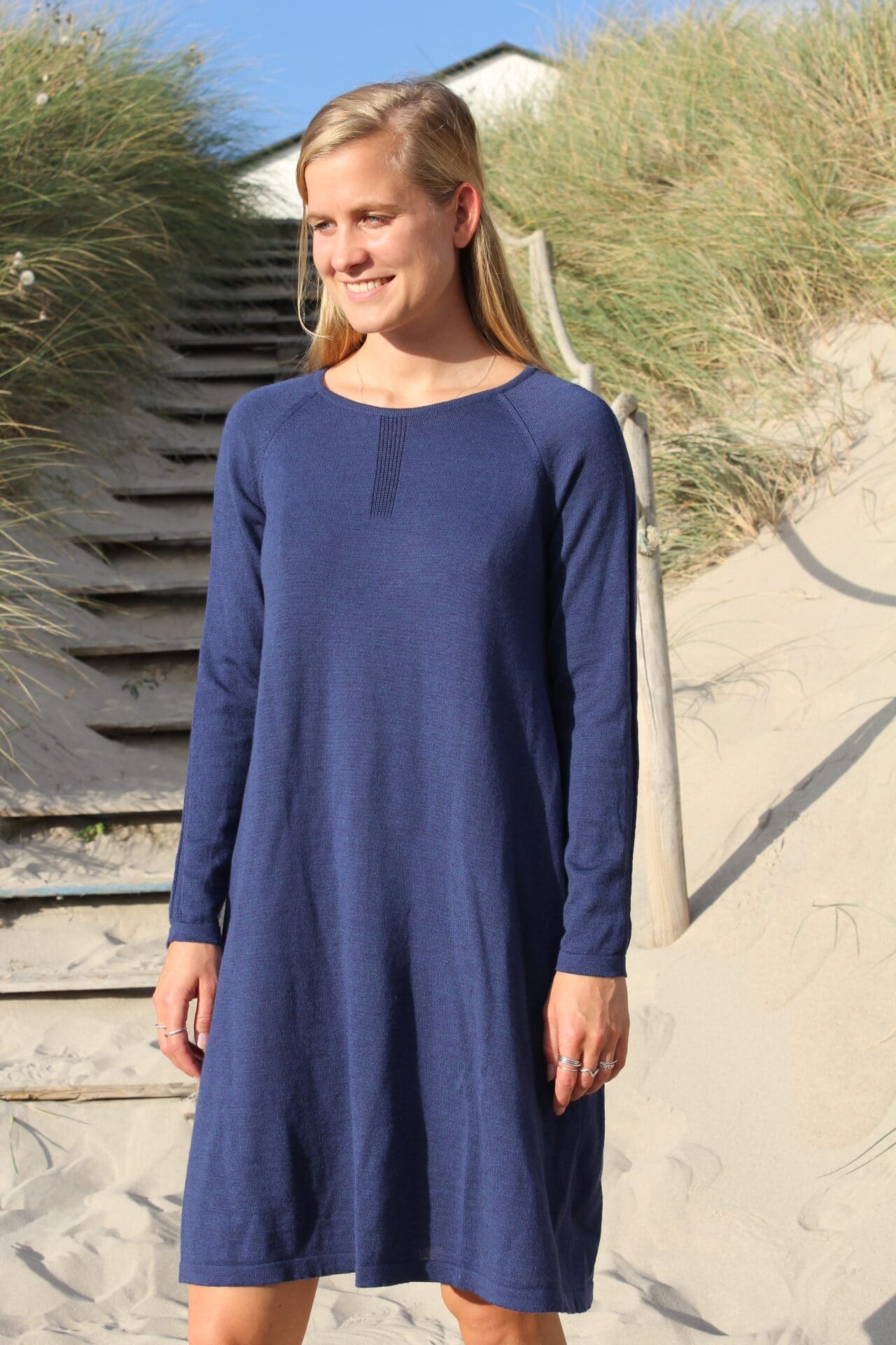 Blue dress in wool, Soft merino wool, Dress