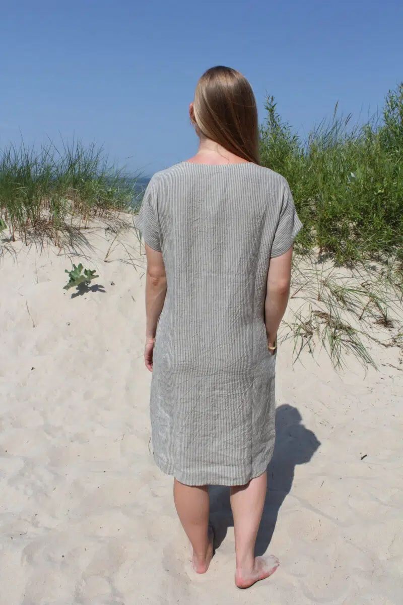 Linen dress with stripes