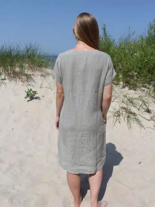 Linen dress with stripes