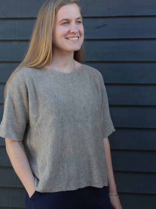 Strikket bluse i hør